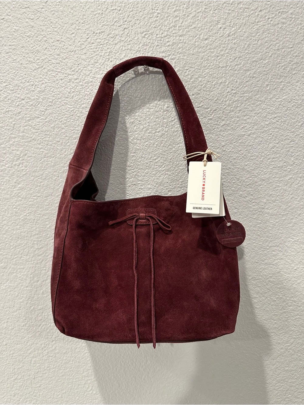 Lucky Brand Burgundy Suede Shoulder Bag